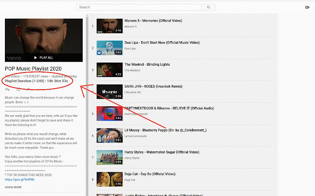 YouTube Playlist Duration chrome extension