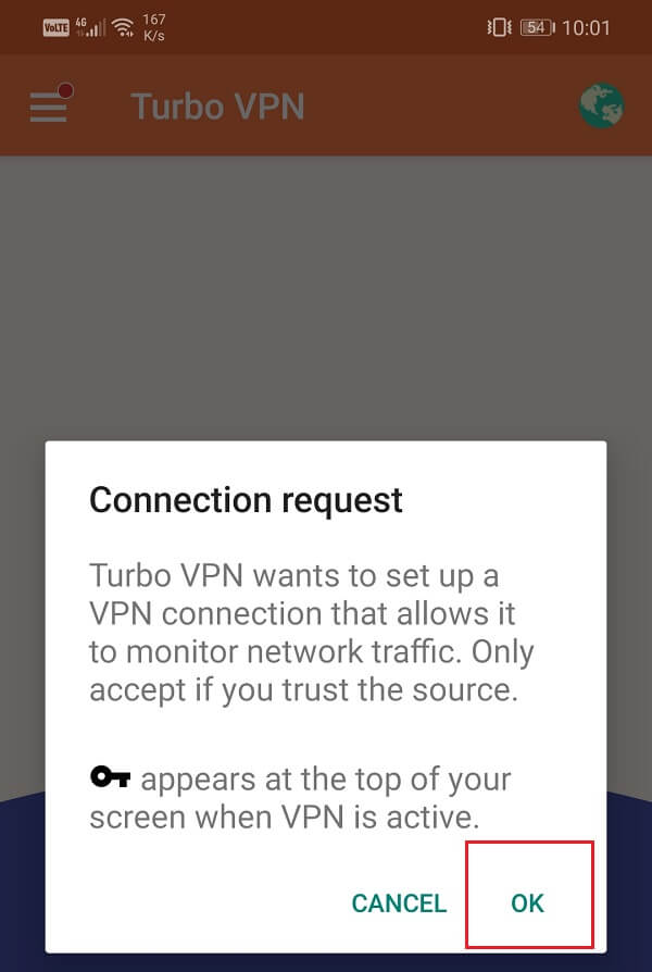 Accetta la richiesta di connessione VPN |  Risolto il problema con la VPN che non si connetteva su Android