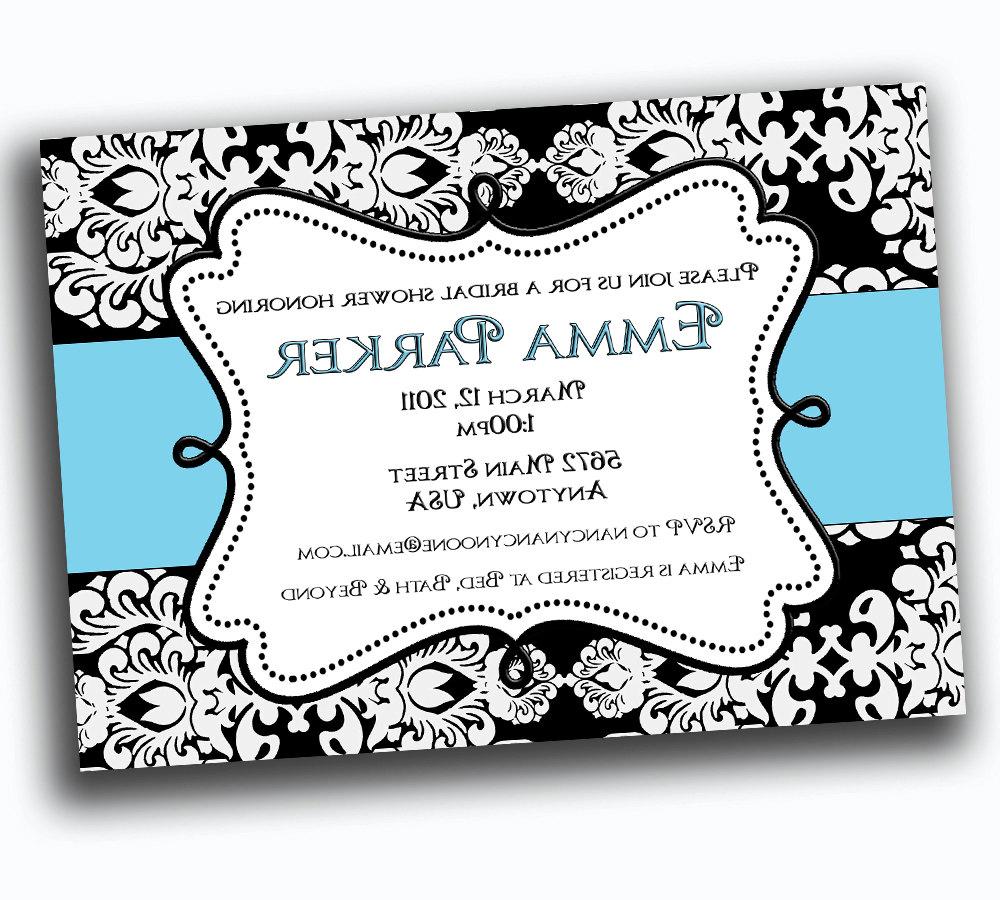 Black and White Damask Wedding--Bridal Shower Wedding shower Invitations.