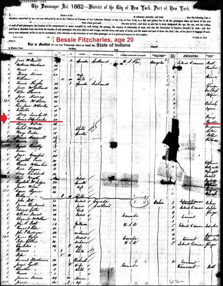 FITZCHARLES_Bessie_NY Passenger list_1886_April 28_ship State of Indiana_annotated