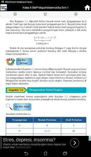 Kelas 9 SMP Sederajat Mapel Matematika Smt 1