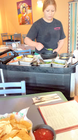 Lunch at Gabriel's, the complimentary chips and salsa were good, but we also added in some of the tableside made guacamole