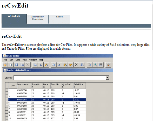 เว็บไซต์อย่างเป็นทางการของ reCsvEditor  โปรแกรมแก้ไข CSV ที่ดีที่สุดสำหรับ Windows