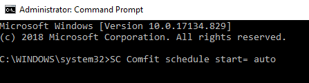 หากต้องการเปลี่ยนการกำหนดค่าบริการให้พิมพ์คำสั่งใน command prompt