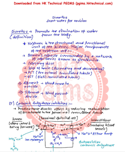  BP503T Diuretics Handwritten 5th Semester B.Pharmacy ,BP503T Pharmacology II,BPharmacy,Handwritten Notes,BPharm 5th Semester,Important Exam Notes,