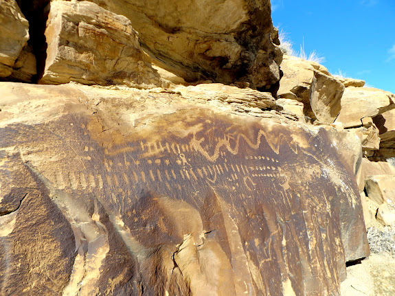 Horned snake and other petroglyphs