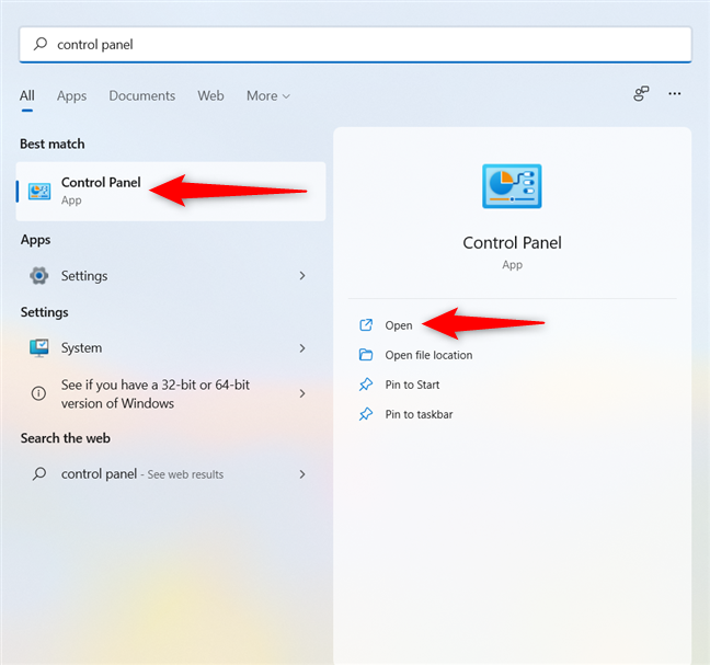 Ouvrez le Panneau de configuration dans Windows 11