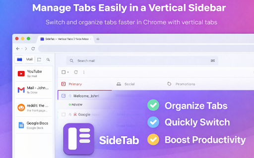 SideTab – Vertical Tabs in Side Panel screenshot 1