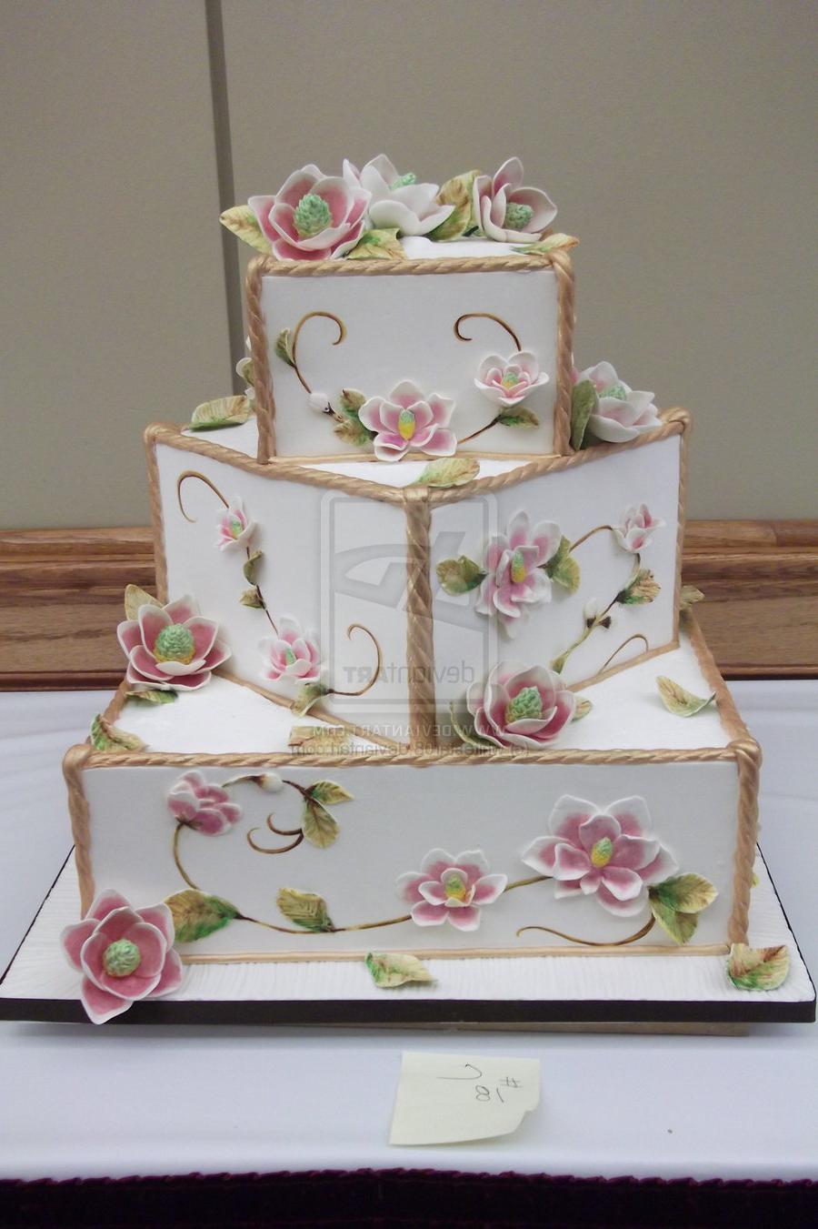 magnolia wedding cake by