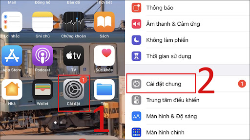 Vào Cài đặt và chọn Cài đặt chung