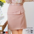 LIYO理優 韓系不規則拼接及膝裙-附腰帶(粉,橘,黑)