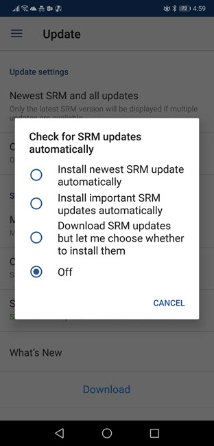 Administrar actualizaciones de firmware en la aplicación móvil DS Router