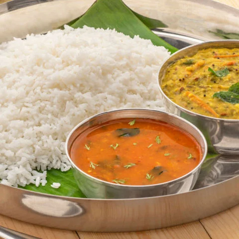 Palak Pappu & Andhra Rasam With Steamed Rice