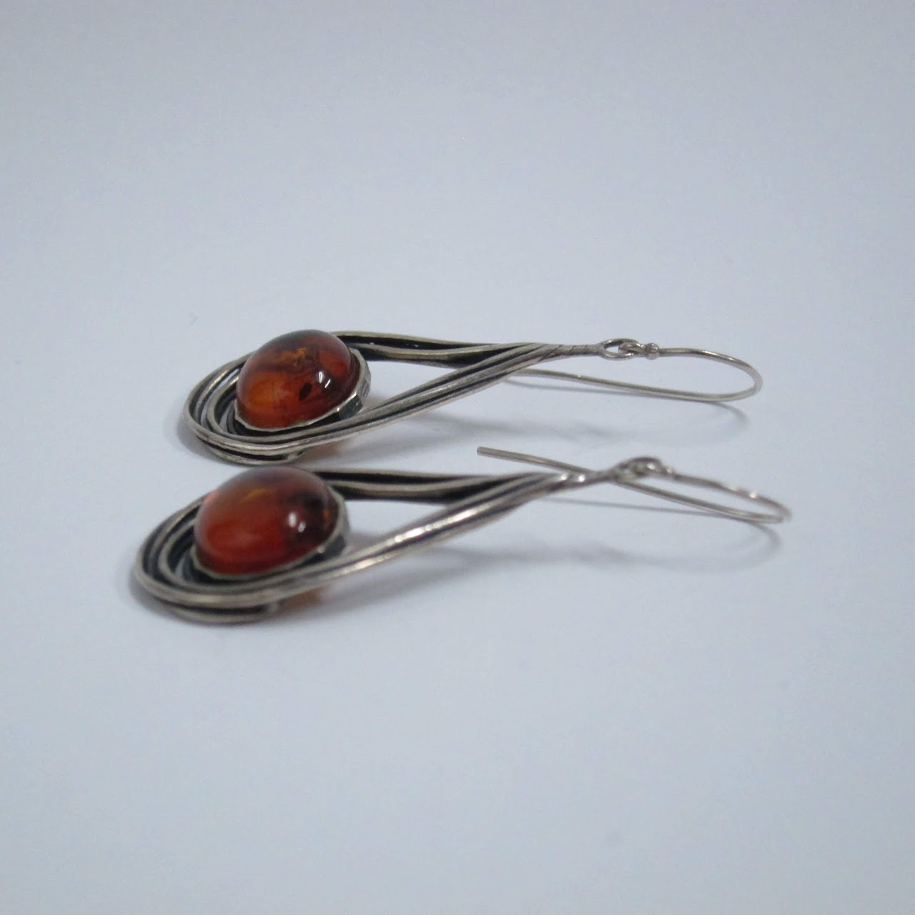 Sterling Silver and Amber Earrings