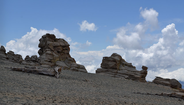 clouds over rocks