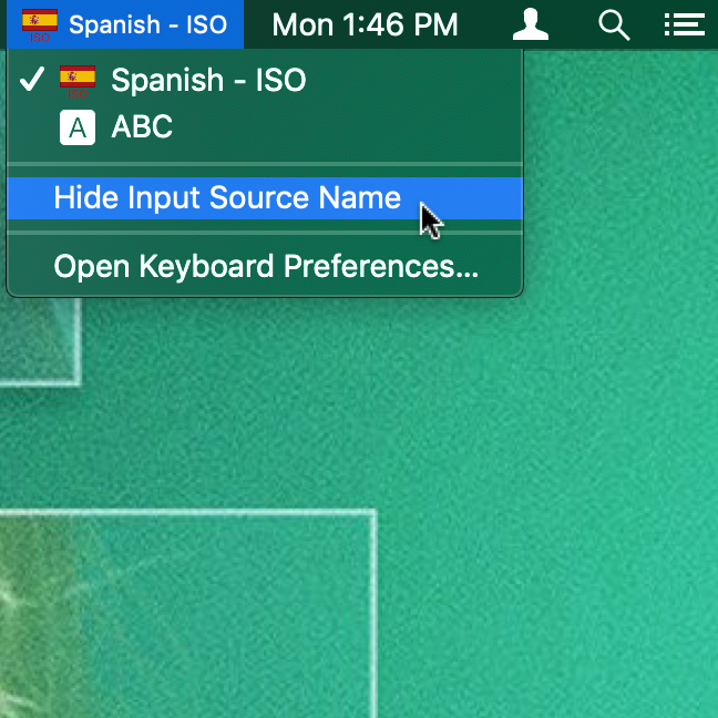 入力ソース名を非表示にしてメニューバーを整理します