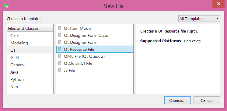 Archivo de recursos en Qt Creator