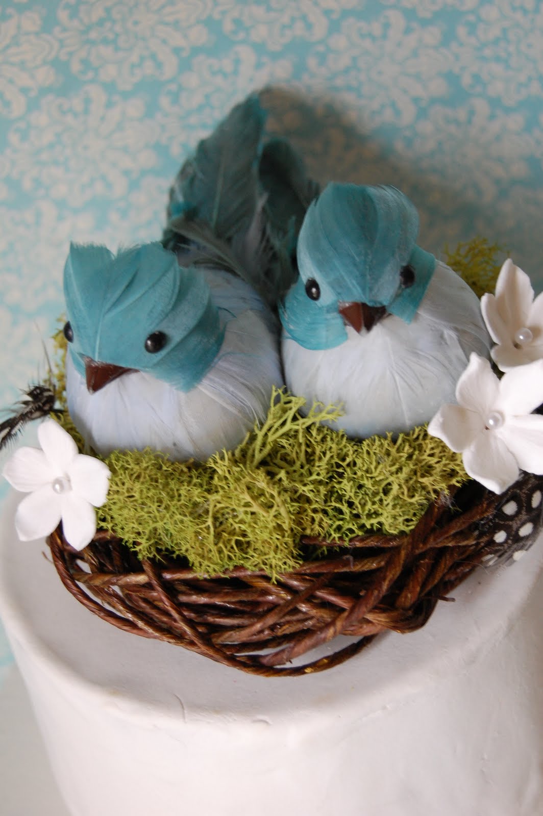 blue bird wedding cake nest