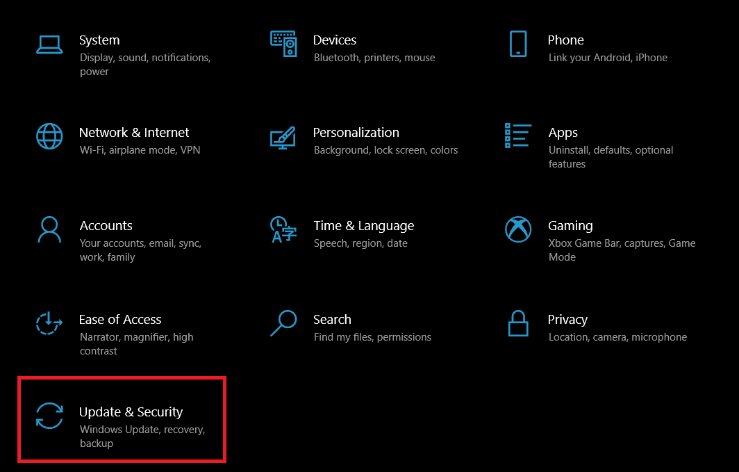 Aggiornamento e opzione di sicurezza.  Come modificare il logo di avvio di Windows 10