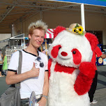 matt and cute bear with a lovely hat in Yokohama, Japan 