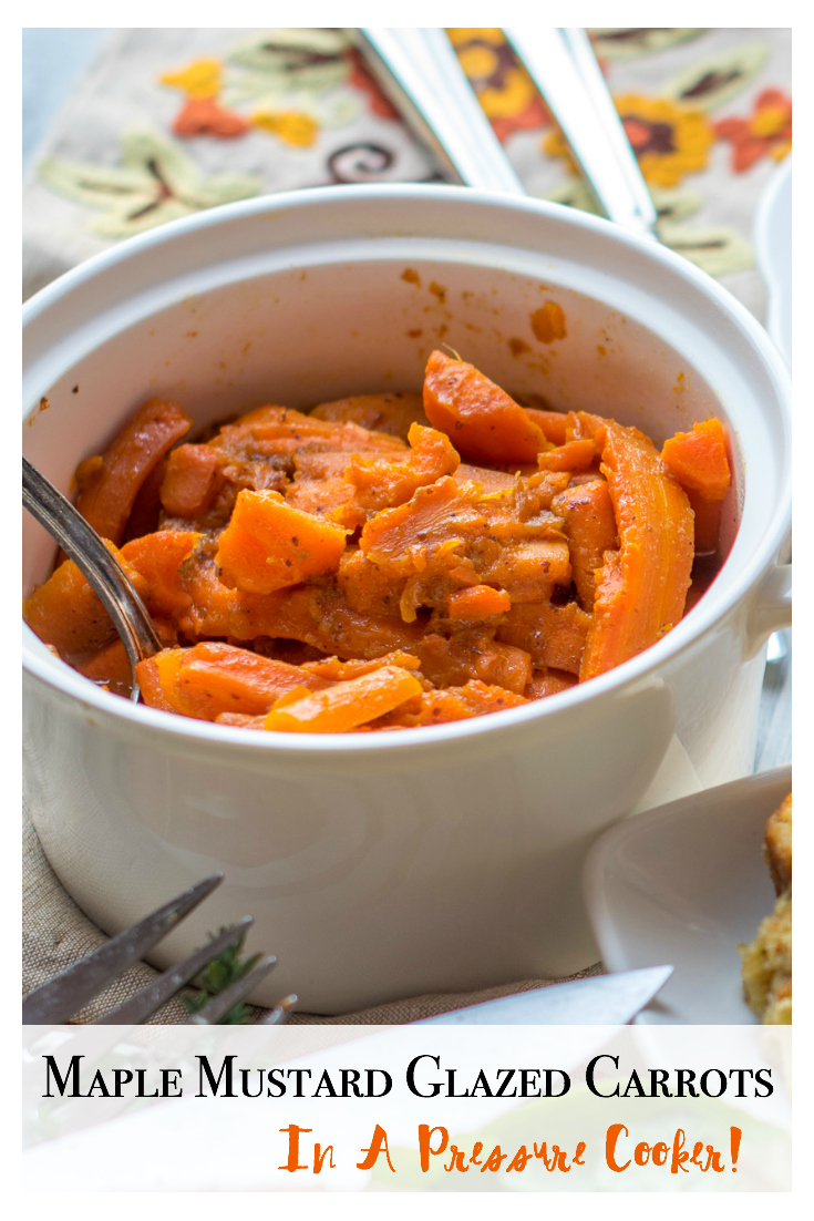 These maple mustard glazed carrots will melt in your mouth! A little time in the pressure cooker makes them taste like they have braised all day! These maple mustard glazed carrots will melt in your mouth! A little time in the pressure cooker makes them taste like they have braised all day!