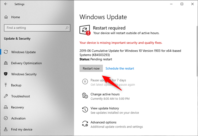 Windows 10 pide reiniciar la PC para terminar de instalar las actualizaciones