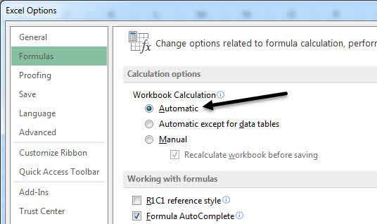 Excel automatische berekening