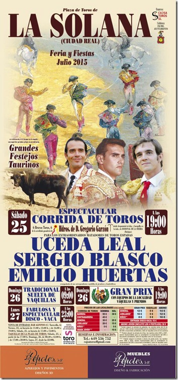 Cartel Taurino de La Feria de La Solana C.R (1)