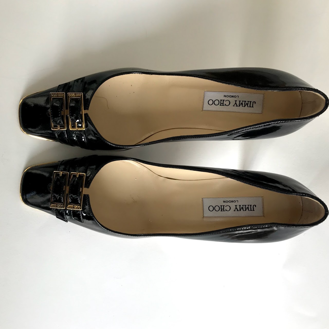 Jimmy Choo Patent Buckle Pumps