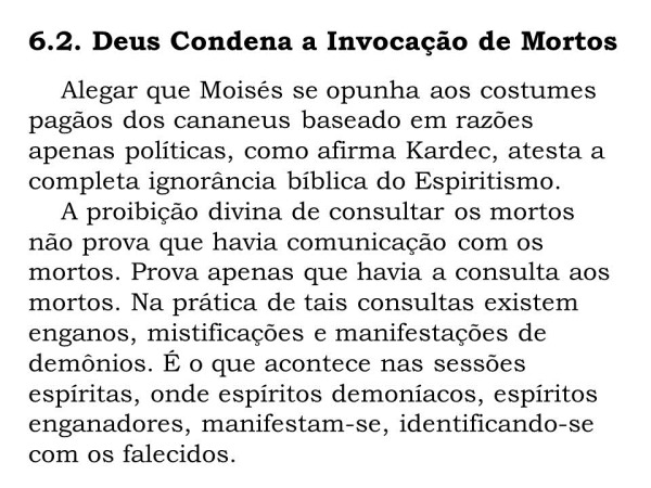 Deus condena a invocação de mortos