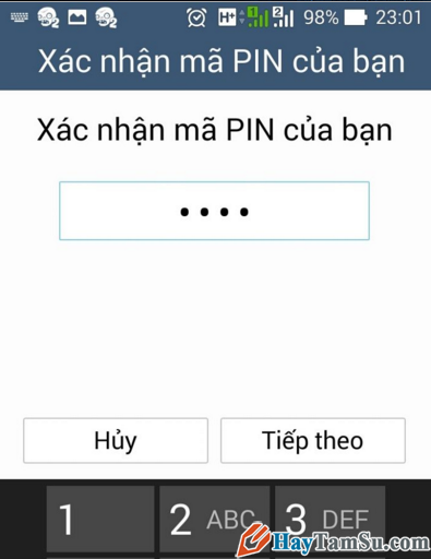 nhập lại mã pin điện thoại