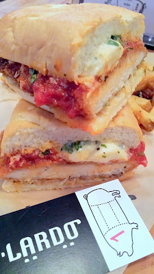 The next Chefwich, featuring chef Chris DiMinno, formerly of Clyde Common. This sandwich has apparently been dubbed Arthur Avenue Called and is comprised of breaded chicken, marinara, mozzarella, parm sauce, soft hoagie... essentially yes a chicken parmesan sandwich!