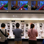 testing some new headphones by Sony in Ginza, Japan 