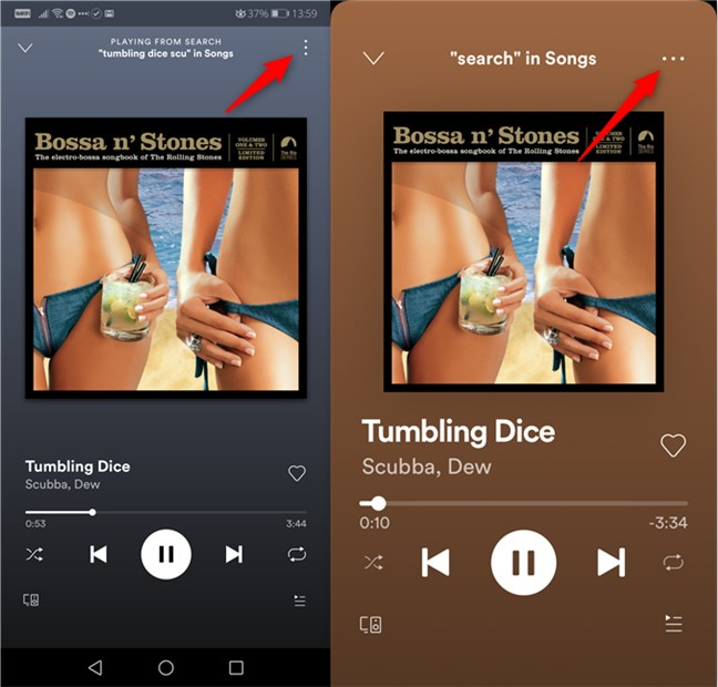 De optieknop van Spotify voor Android en iPhone