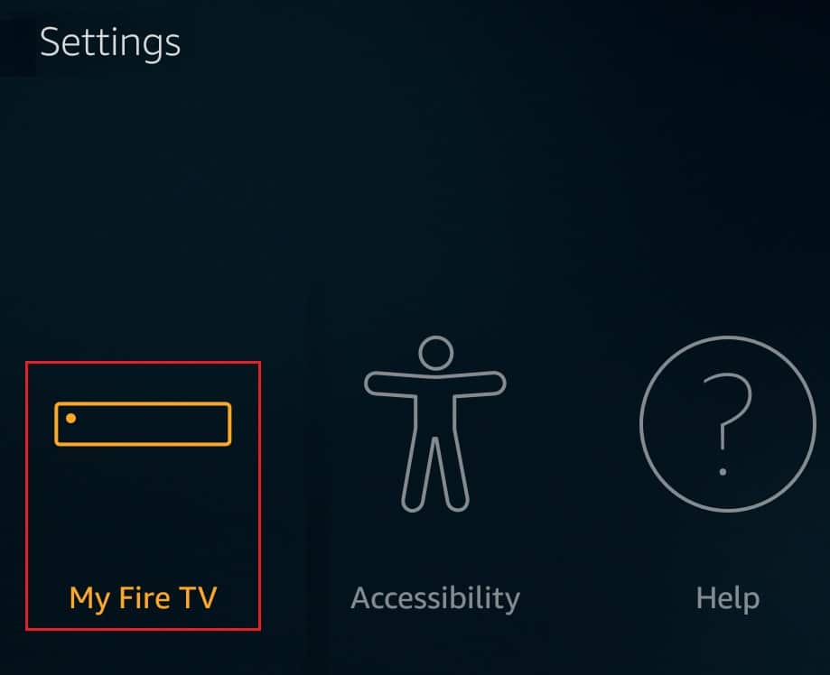 sélectionnez l'option My Fire TV dans amazon firestick.  Résoudre les problèmes de mise en miroir d'écran d'Amazon Firestick