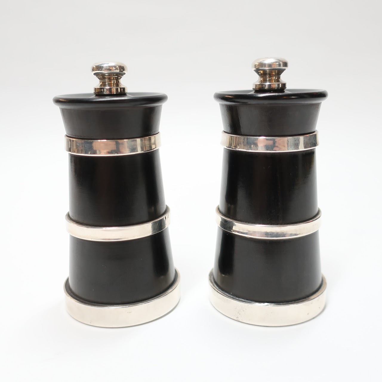 Ebony & Sterling Silver Salt & Pepper Mills