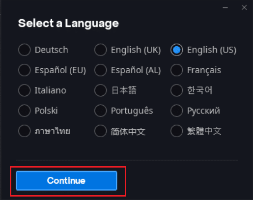 Sélectionnez une fenêtre contextuelle de langue.  Correction d'une autre installation en cours dans Windows 10