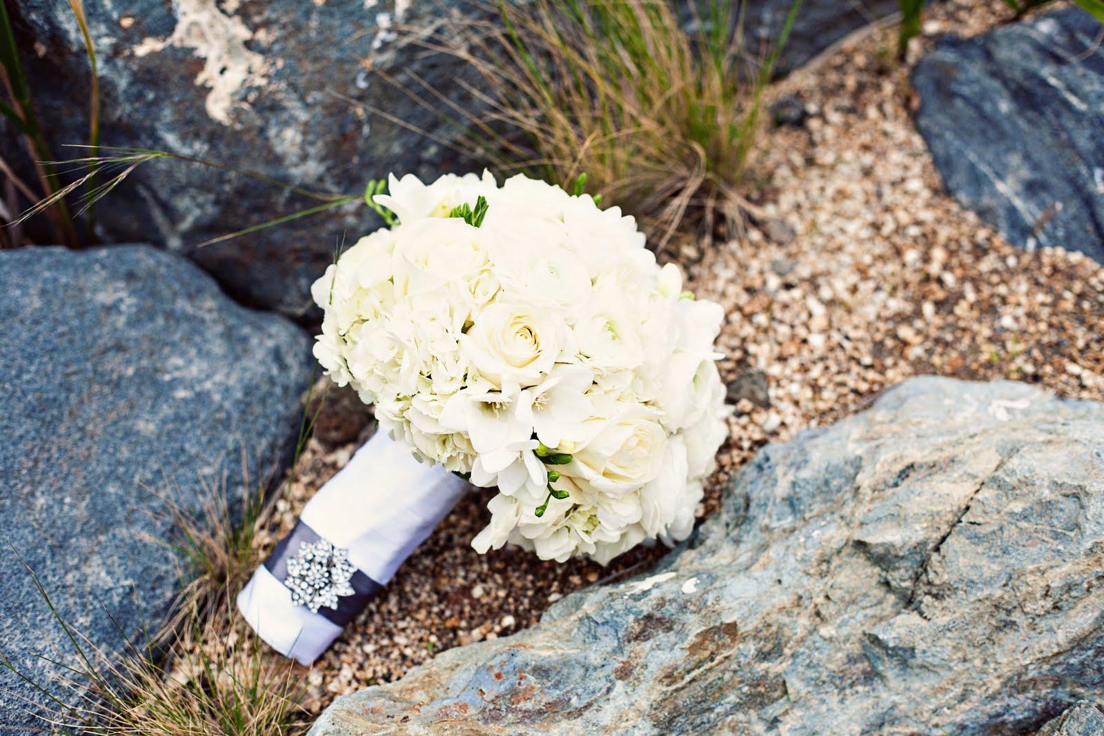 white freesia, hydrangea,