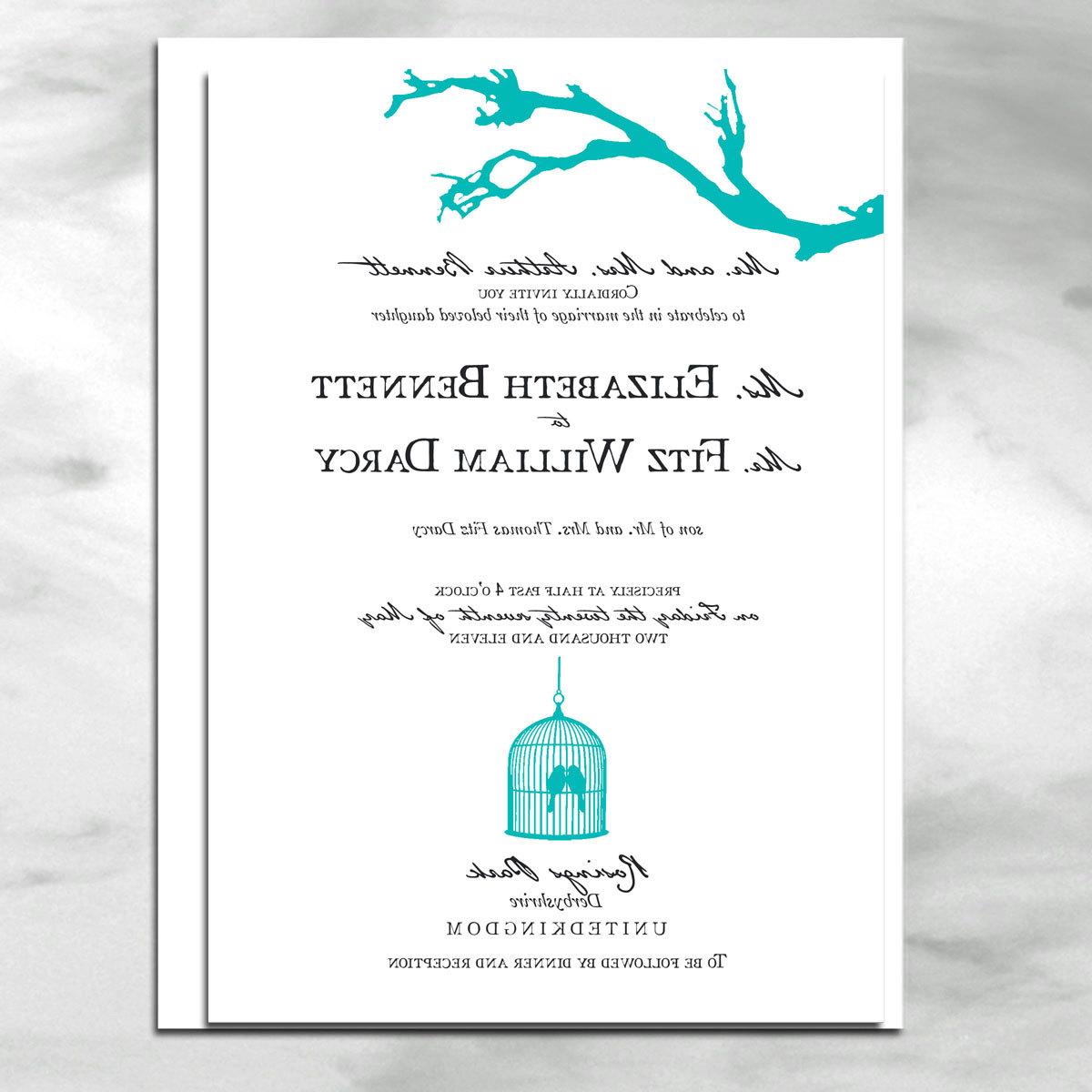 Blue love birds wedding invitation card. From champagnesunday