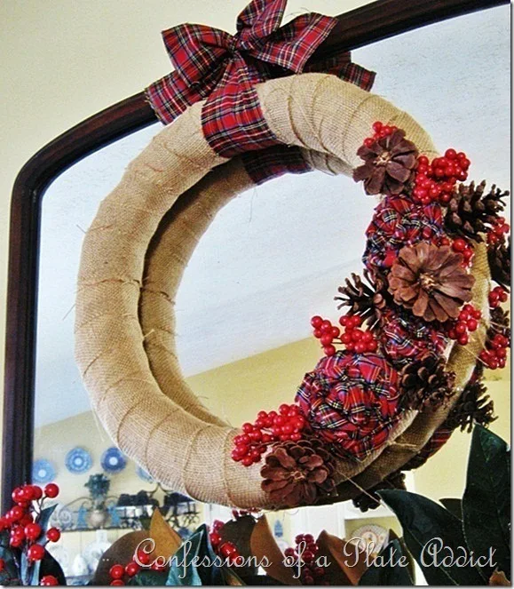 CONFESSIONS OF A PLATE ADDICT Burlap and Plaid Wreath