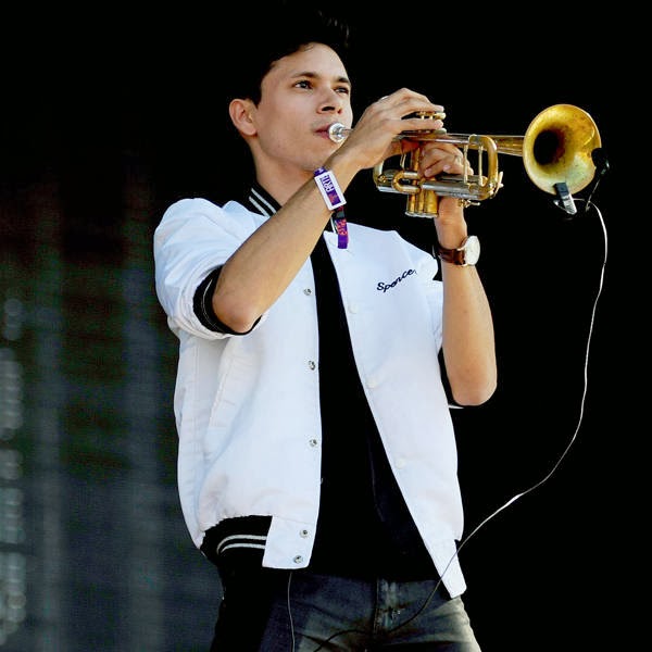 A member of US band Capital Cities performs during the the second Day of the Corona Capital Music Fest at the Hermanos Rodriguez racetrack, in Mexico City, on October 13, 2013.