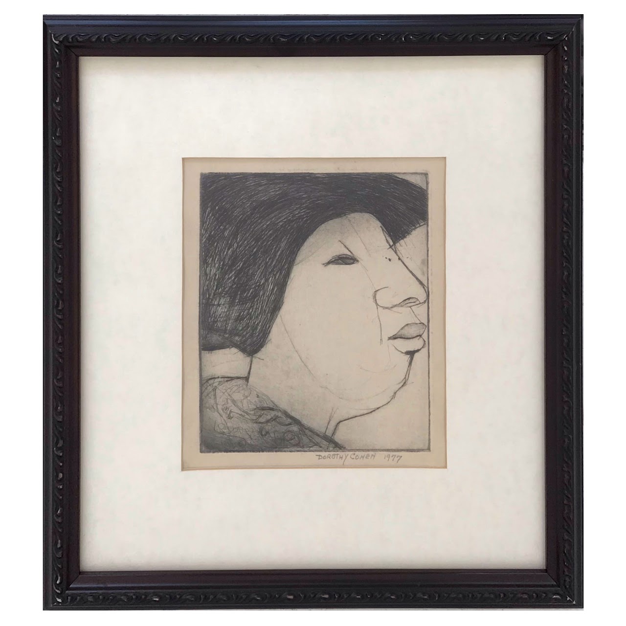 Dorothy Cohen Signed Profile Portrait Etching