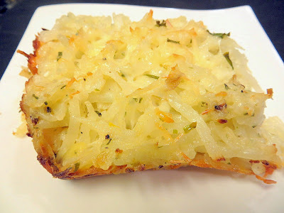 Recipe for Chive and Onion Hash Brown Potatoes, vegetarian and a cozy casserole for a winter day or a holiday potluck