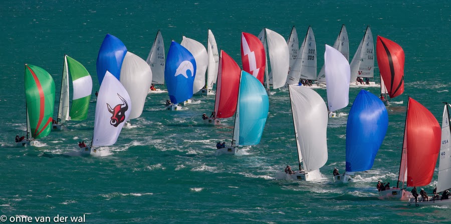 J/70s sailing with spinnakers off Key West