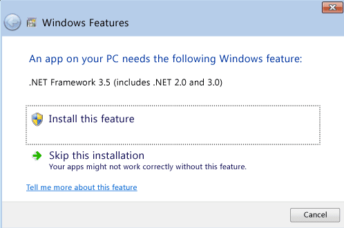 instalación de net framework