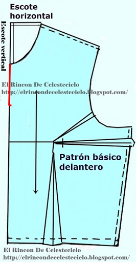 Marcando abertura para el escote lágrima en delantero