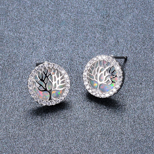Title 7, New Lucky Tree Opal Earrings European And Ameri...