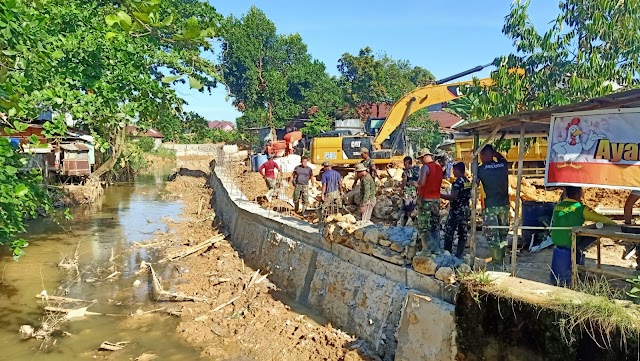 Buah Kerja Keras Pembuatan Turap Sungai TMMD Ke 112 Kodim 0908/Bontang  Capai 70 %