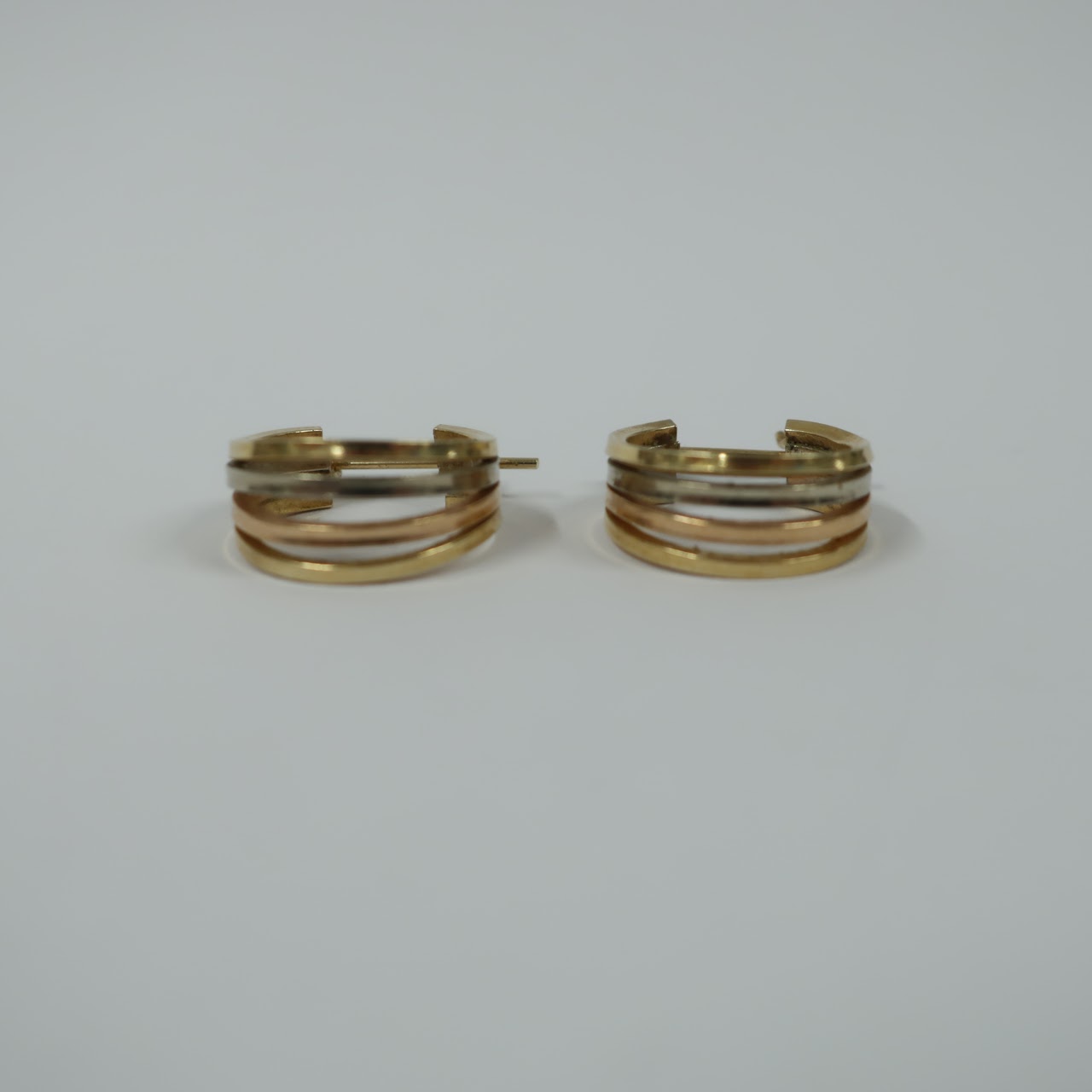 14K Gold Tricolor Hoop Earrings