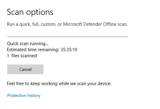 De Windows Defender zal alle problemen scannen en oplossen zodra het scanproces is voltooid.